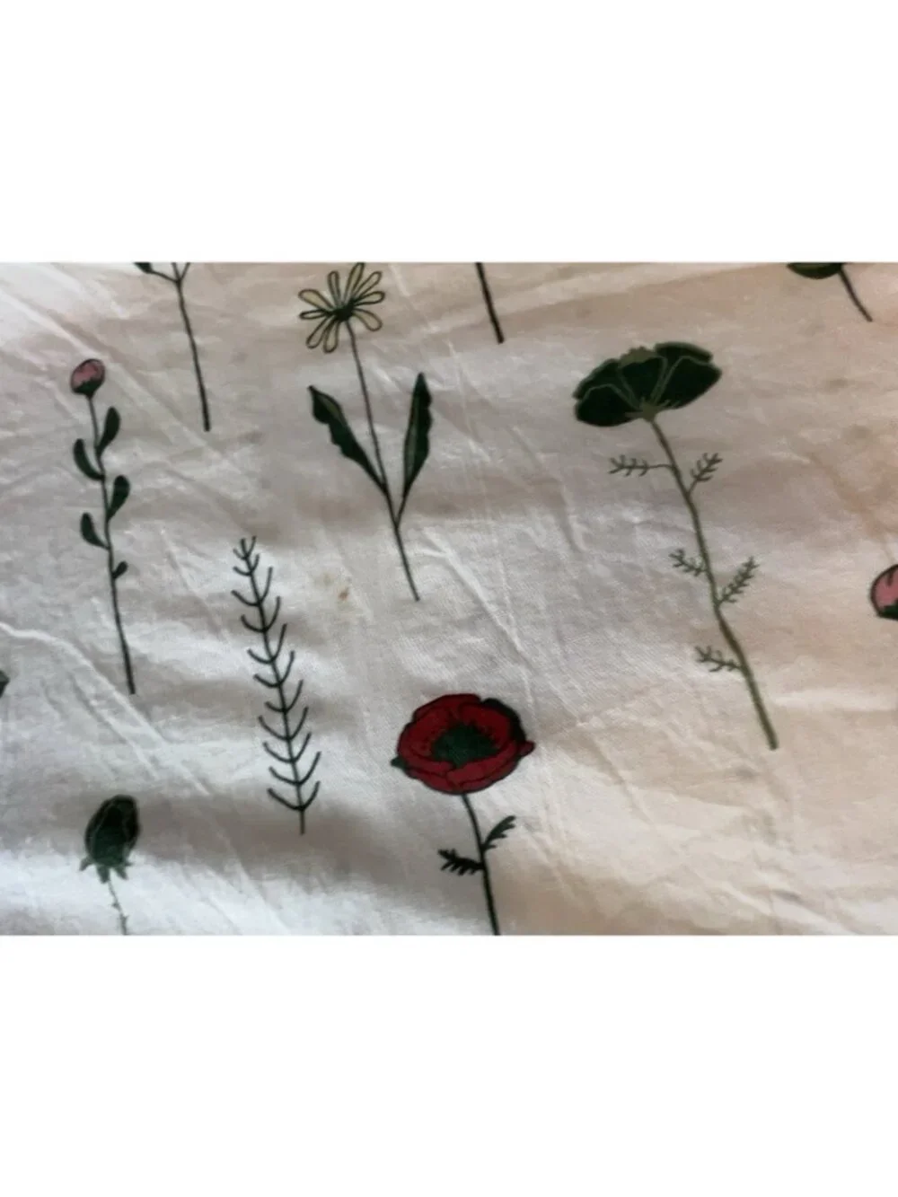 Ikea NATTSLANDA TWIN DUVET Botanical Herbs Cotton Blend Green White Cottagecore